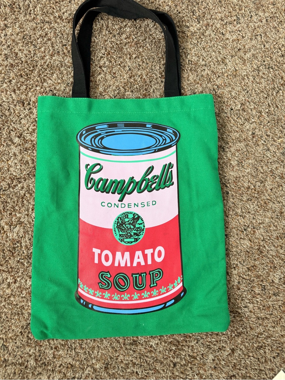 ANDY WARHOL- Campbell's Tomato Soup Pop Art Tote - Green